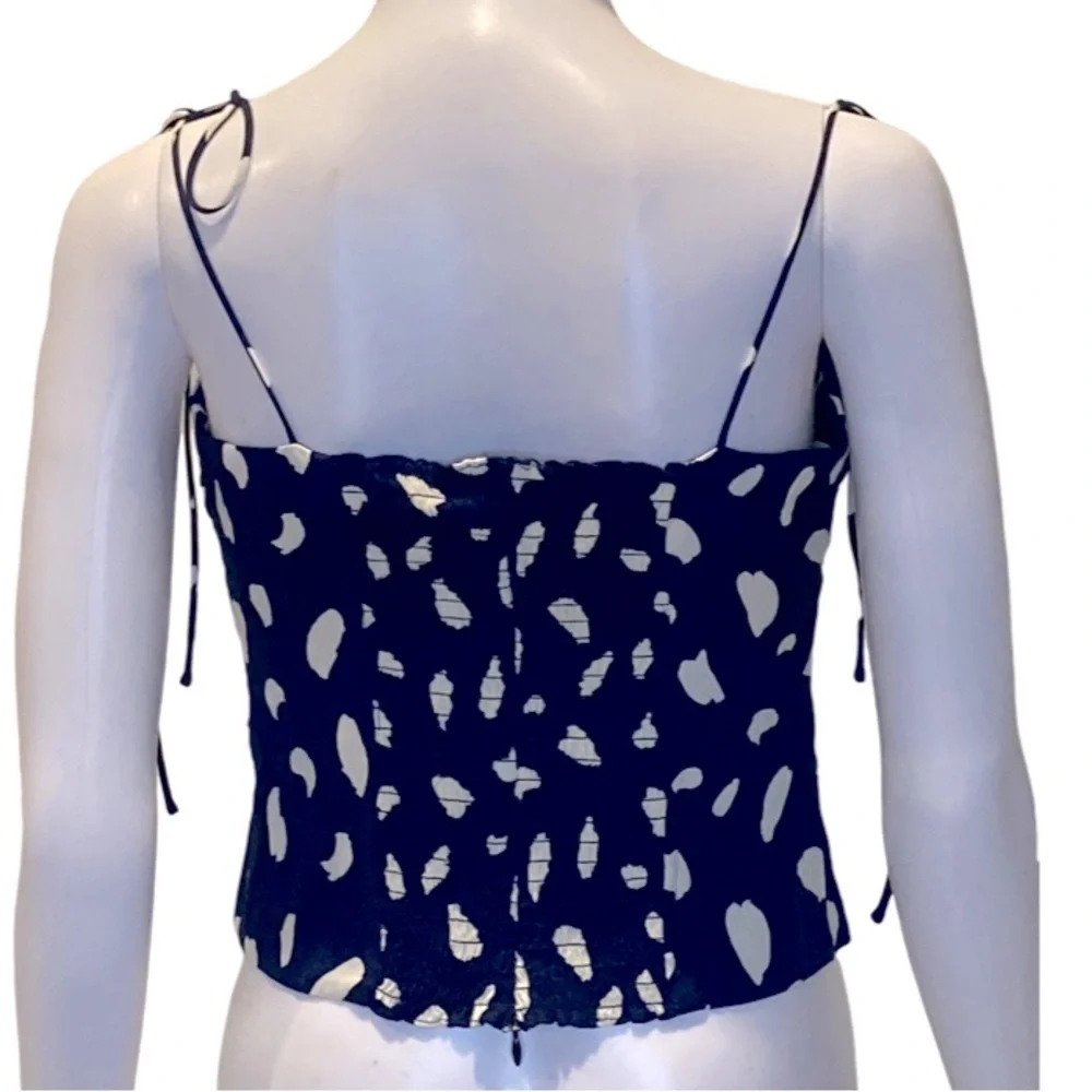 NWT Reformation Lupe Navy Splatter Print Top - Sz 8 - Picture 4 of 10